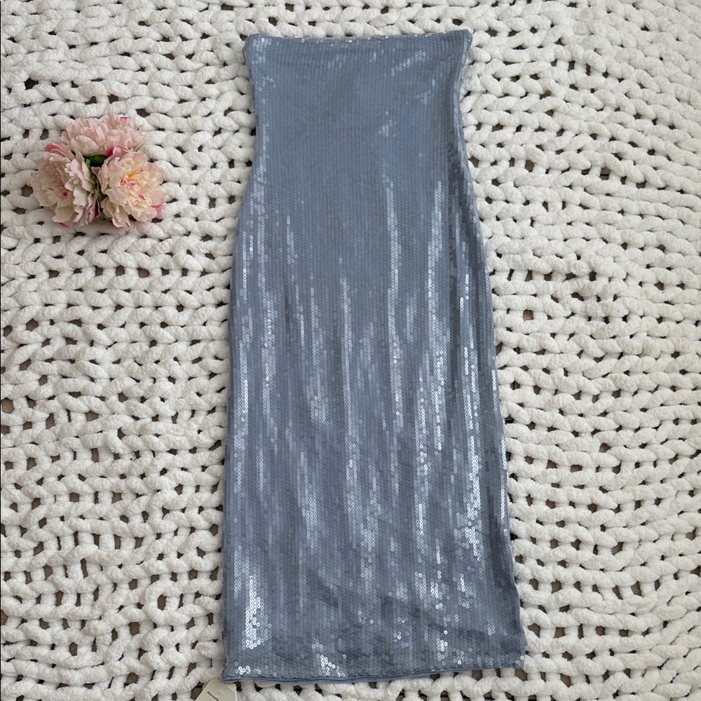 Abercrombie & Fitch NWT Blue Sequin Midi Dress M